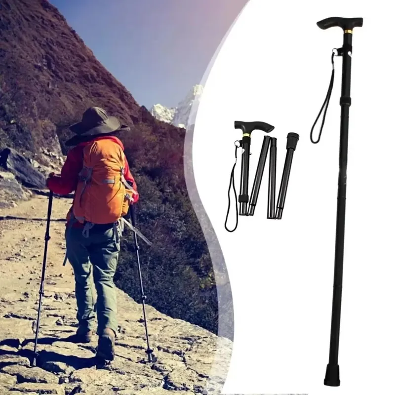 Bastón para adulto mayor plegable y ligero de 86,5 cm – Mango en T y punta de goma