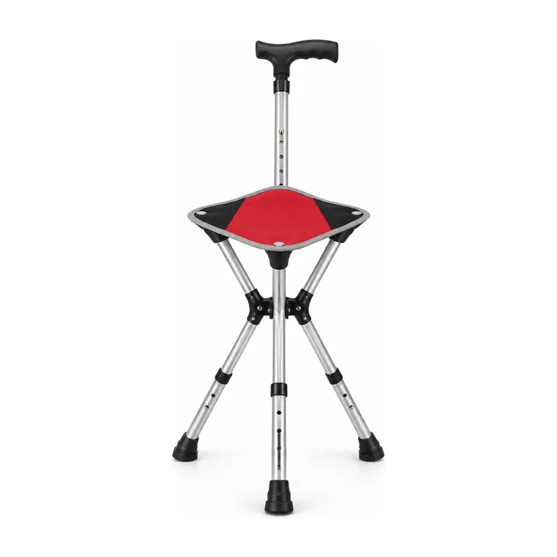 Bastón con asiento plegable 2 en 1, ajustable de 57 a 87 cm