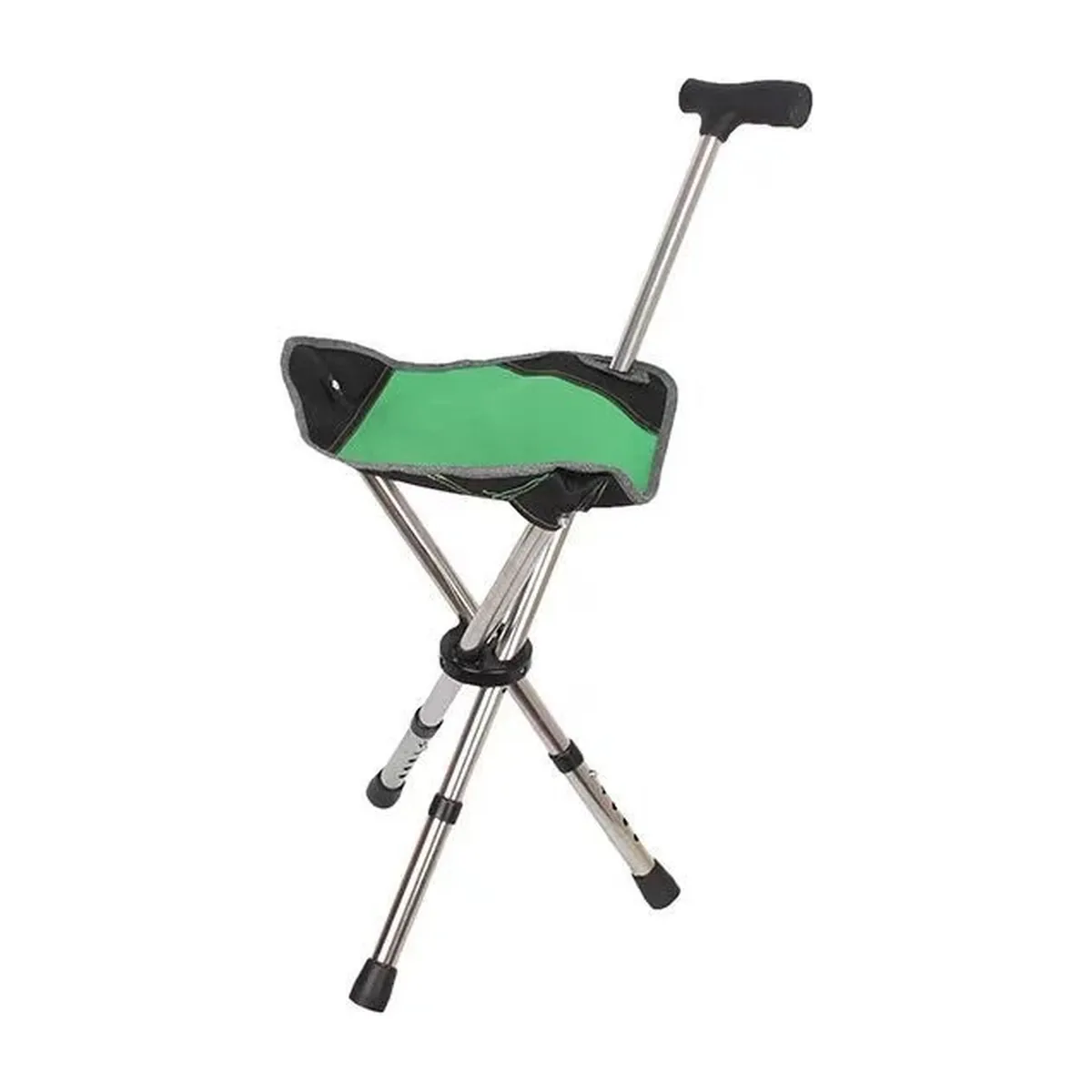 Bastón con asiento plegable 2 en 1, ajustable de 57 a 87 cm – verde