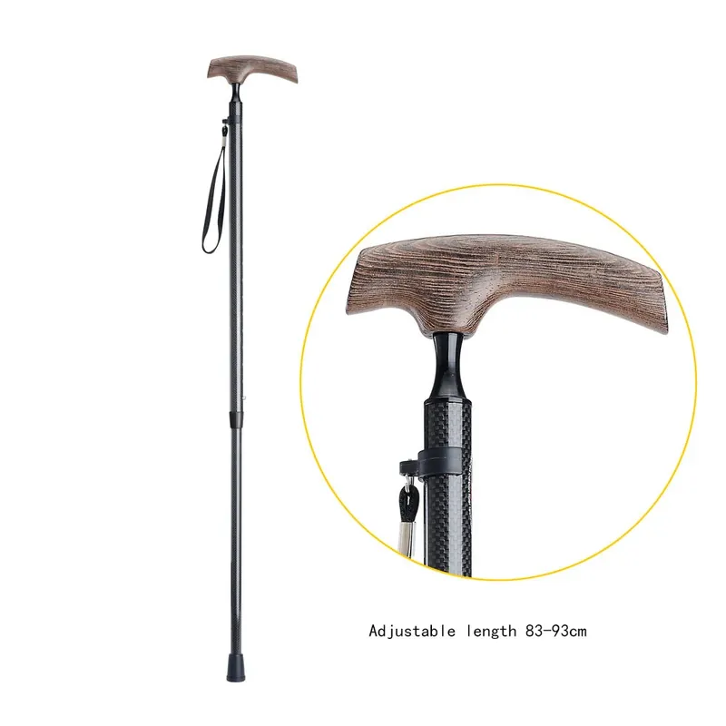 Bastón de fibra de carbono con mango de madera – vue 1