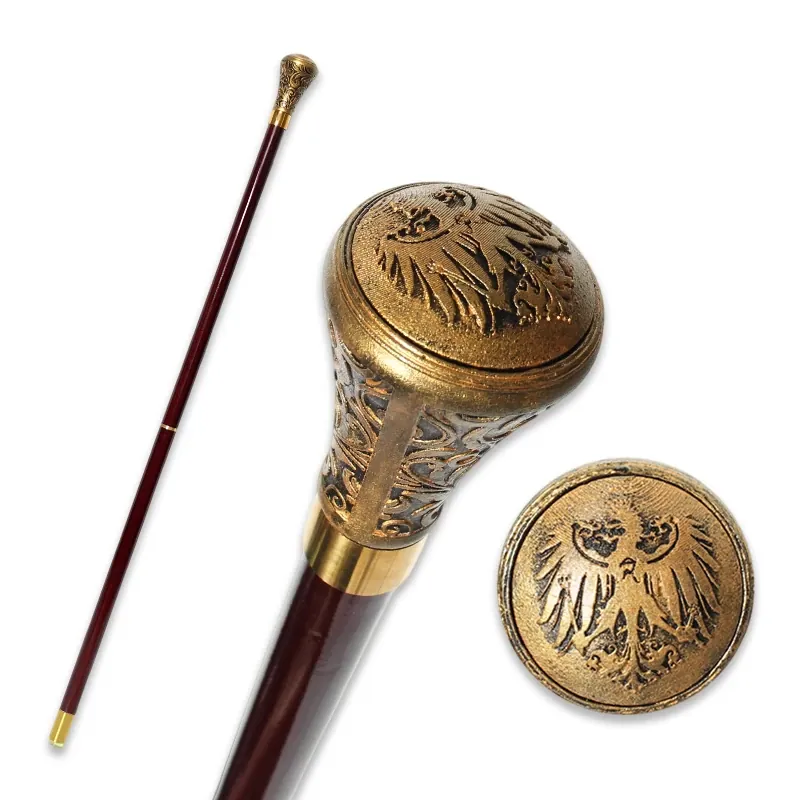 Bastón de madera elegante con diseño de águila prusiana – rouge