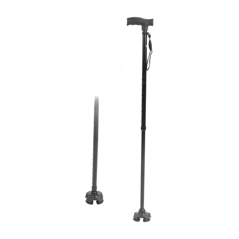 Bastón ortopédico ajustable de cuatro puntas, de 58 a 97 cm – Plegable para guardar