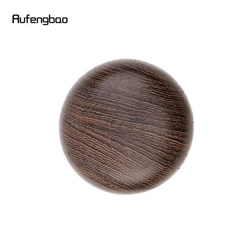 Bastón de madera marrón con mango curvo para vestir – Empuñadura curva con acento dorado