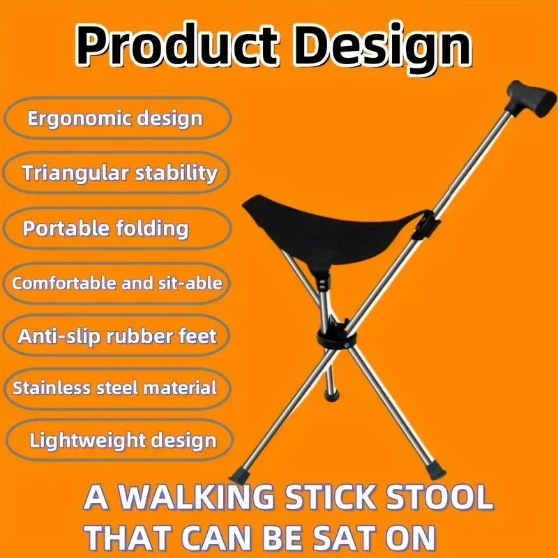 BastÃ³n silla plegable con estructura de acero – Para descansos al aire libre