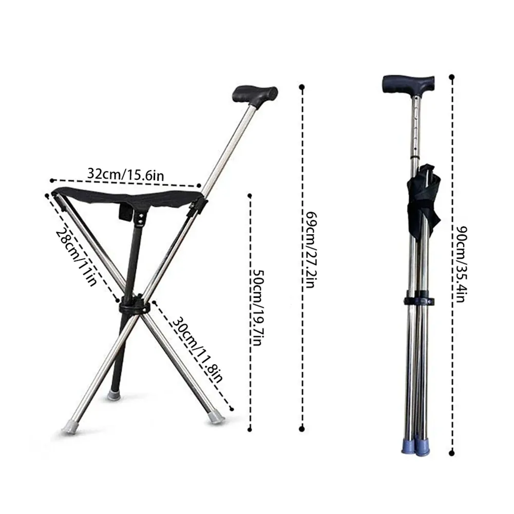 Bastón plegable asiento fácil de llevar taburete portátil silla – vue 6
