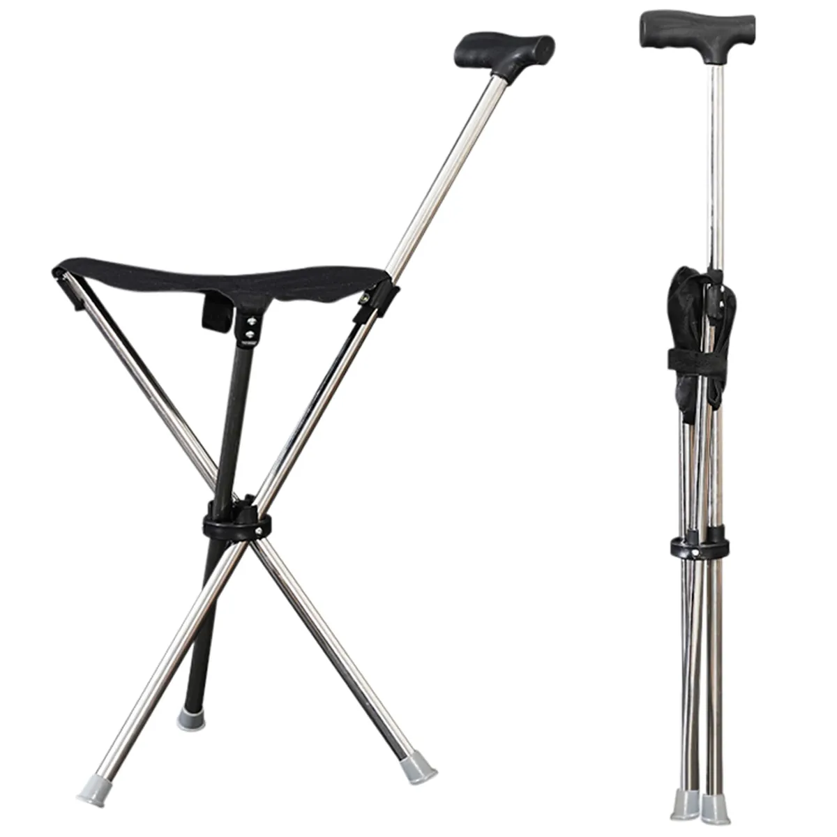 Bastón plegable asiento fácil de llevar taburete portátil silla – a