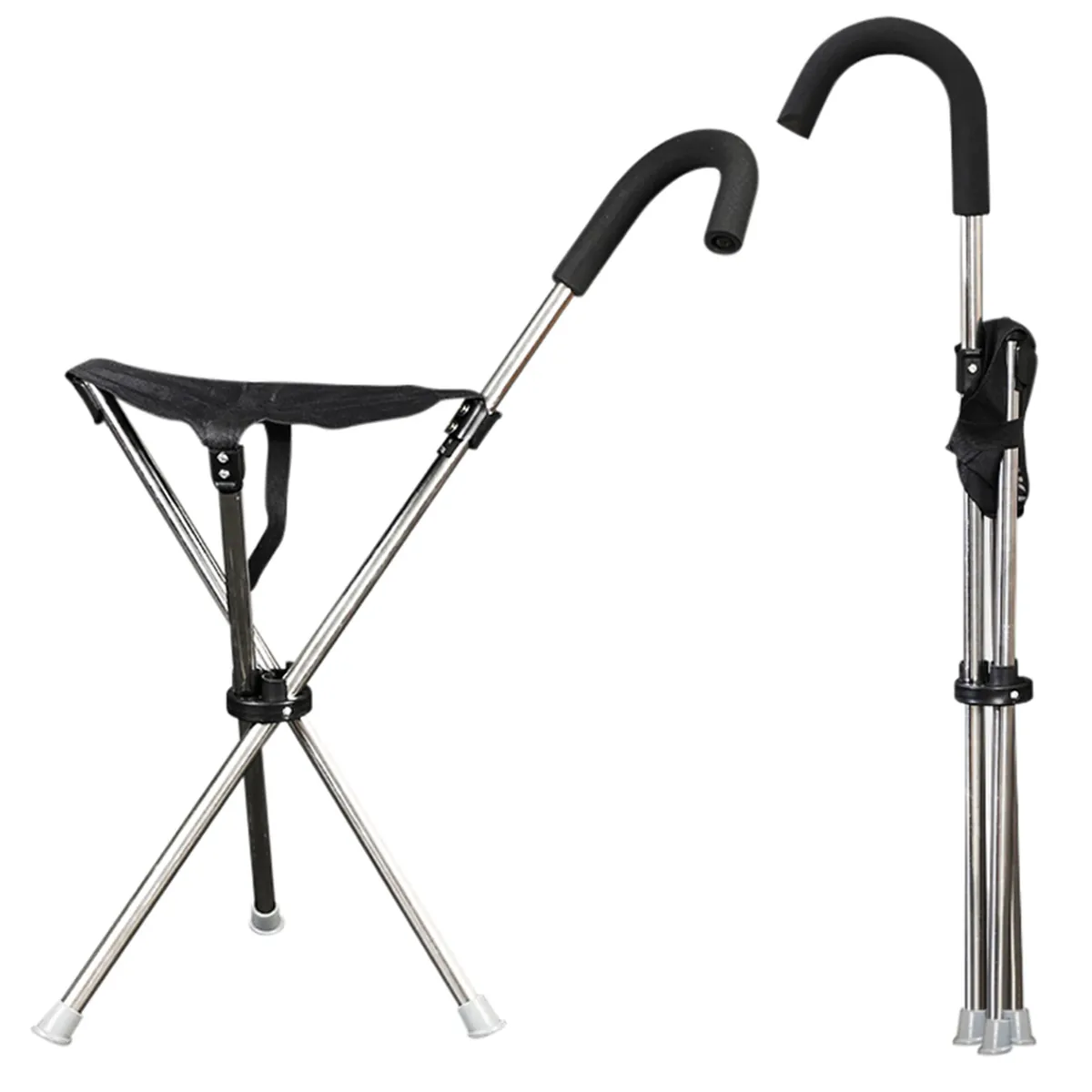 Bastón plegable asiento fácil de llevar taburete portátil silla – c