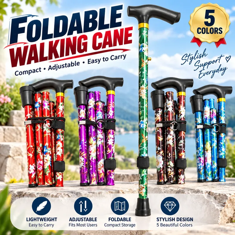 Bastón plegable bastón portátil de altura ajustable de 5 – vue 1
