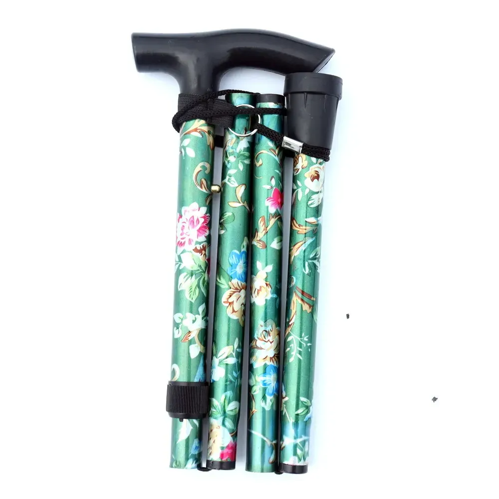 Bastón plegable bastón portátil de altura ajustable de 5 – verde claro