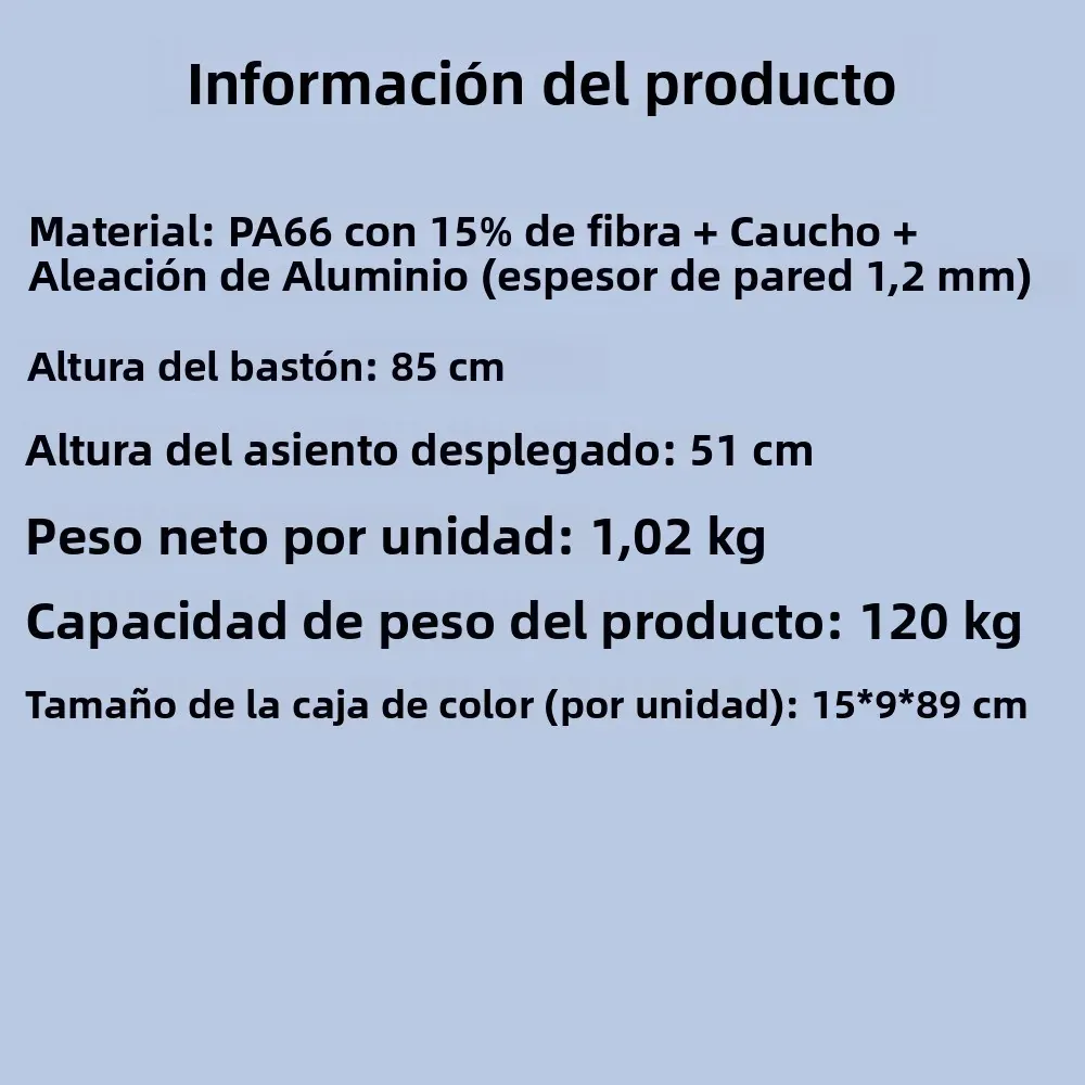 Bastón Plegable con Asiento Bastón Portátil con Capacidad de – vue 4