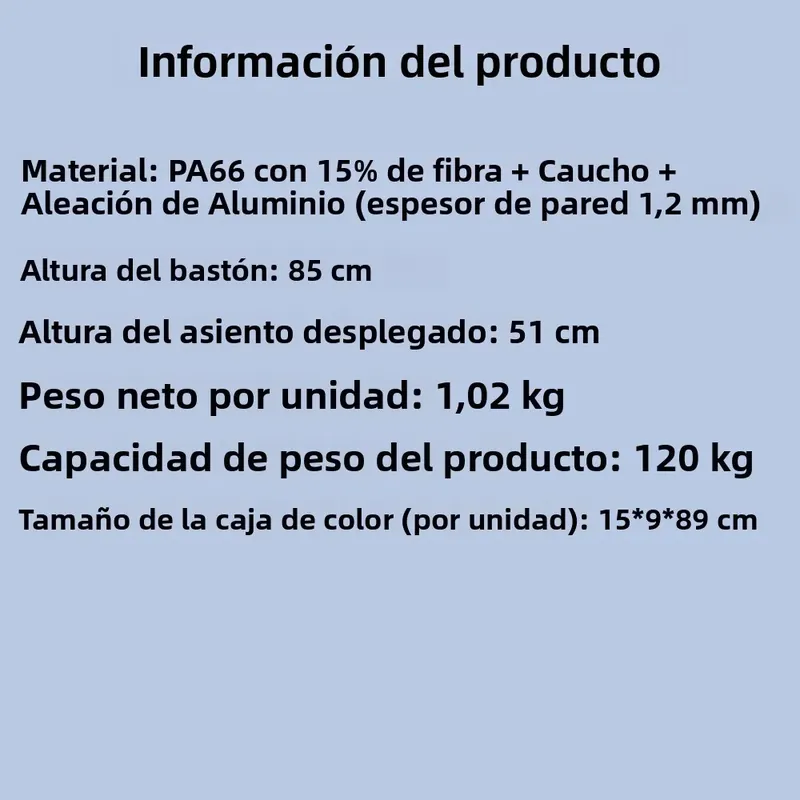 BastÃ³n plegable con asiento portÃ¡til y mango de goma – EmpuÃ±adura en T