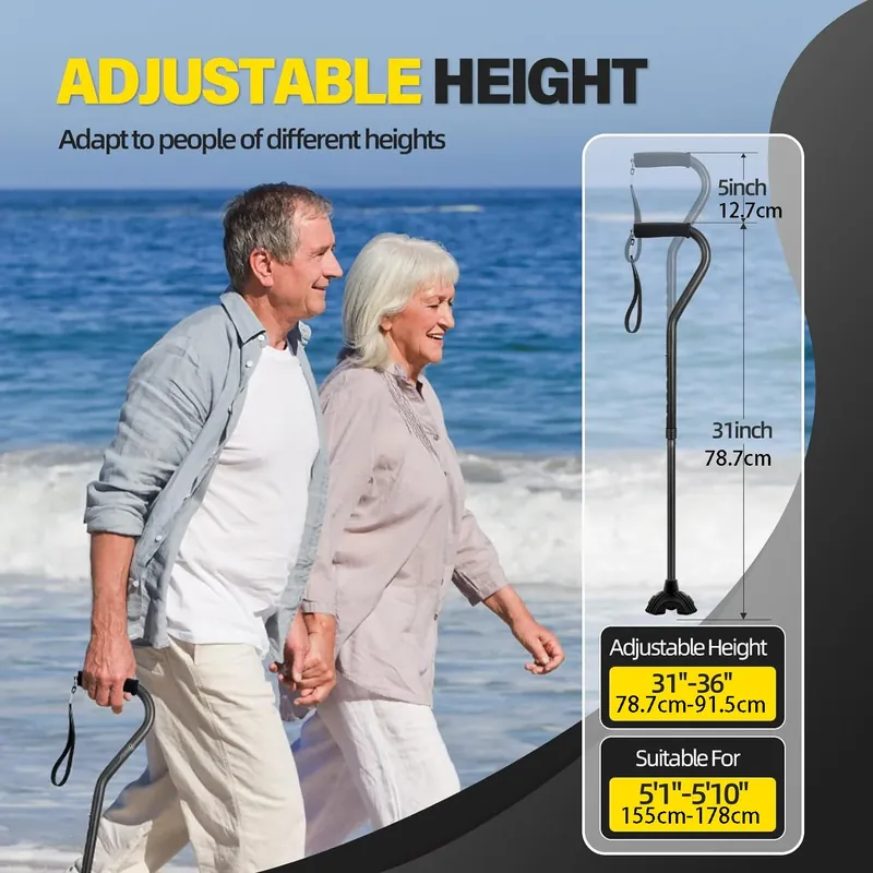 Bastón plegable de aluminio con mango curvo ajustable – Revisa las piezas