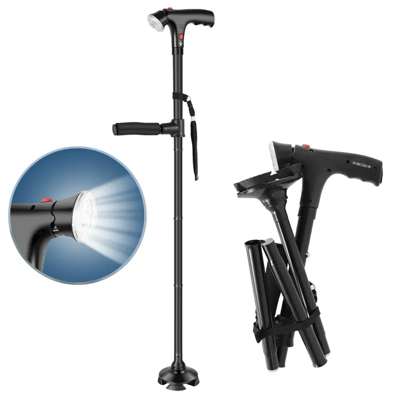 Bastón Plegable para Personas Mayores con Luz LED Cuatro – vue 1