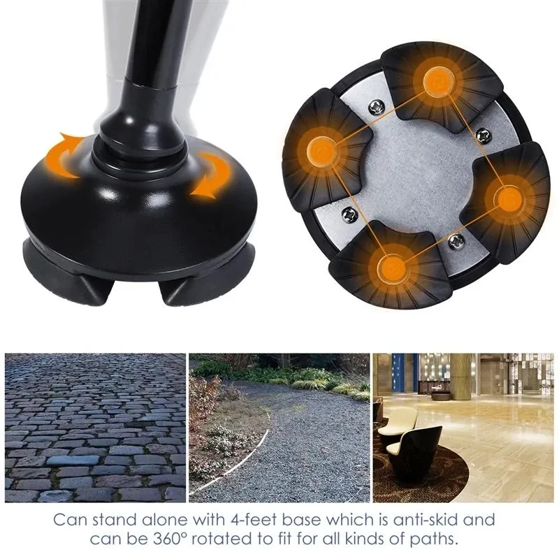 BastÃ³n plegable telescÃ³pico con luz LED y alarma sonora – Cuatro secciones plegables
