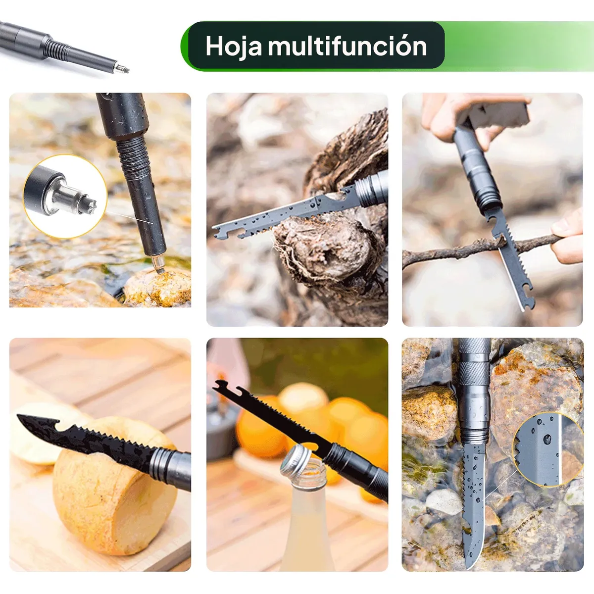 Bastón telescópico para senderismo multifuncional, 4 tramos – vue 4