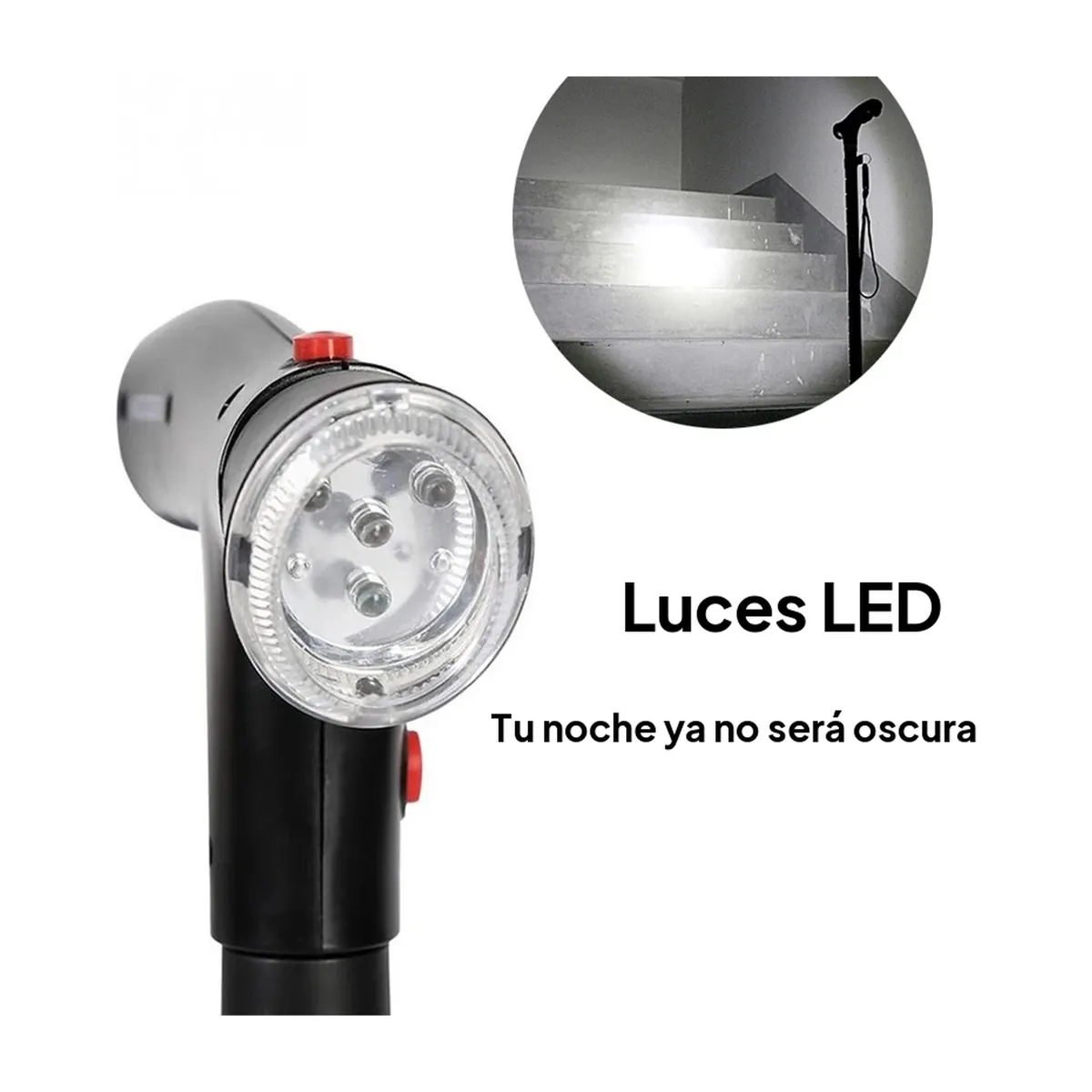 Bastón de viaje plegable y telescópico con luz LED, 95 cm – vue 3