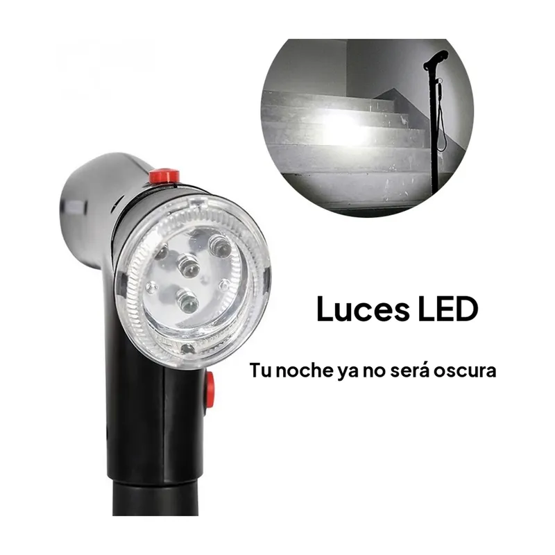 Bastón de viaje plegable y telescópico con luz LED, 95 cm – Luz LED en el mango