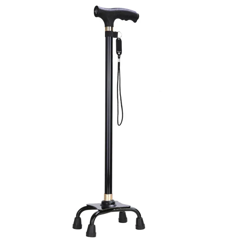 Bastón con luz LED para personas mayores muleta ajustable – negro c