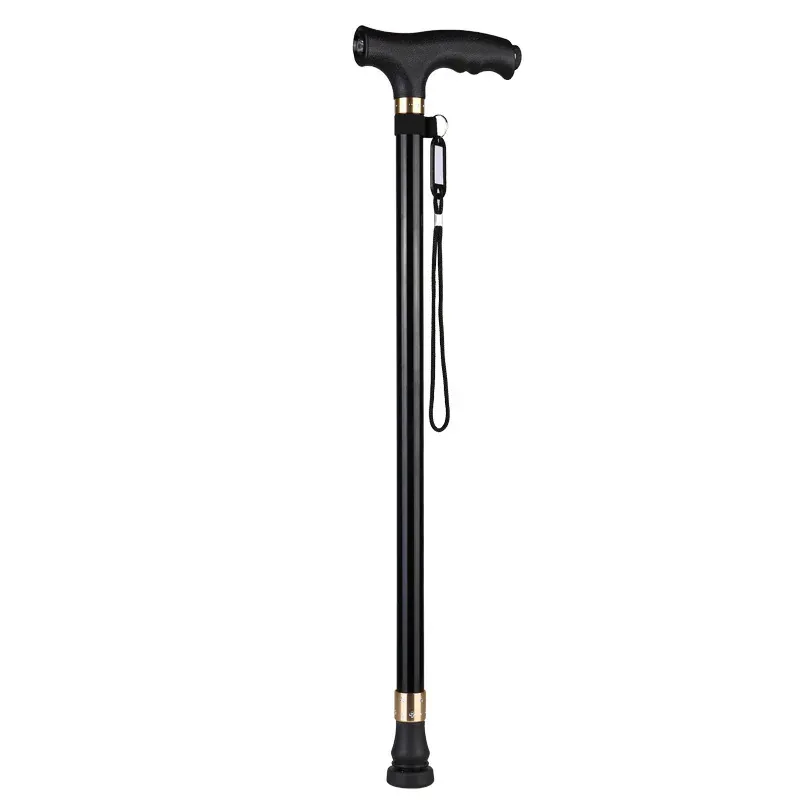 Bastón con luz LED para personas mayores muleta ajustable – negro