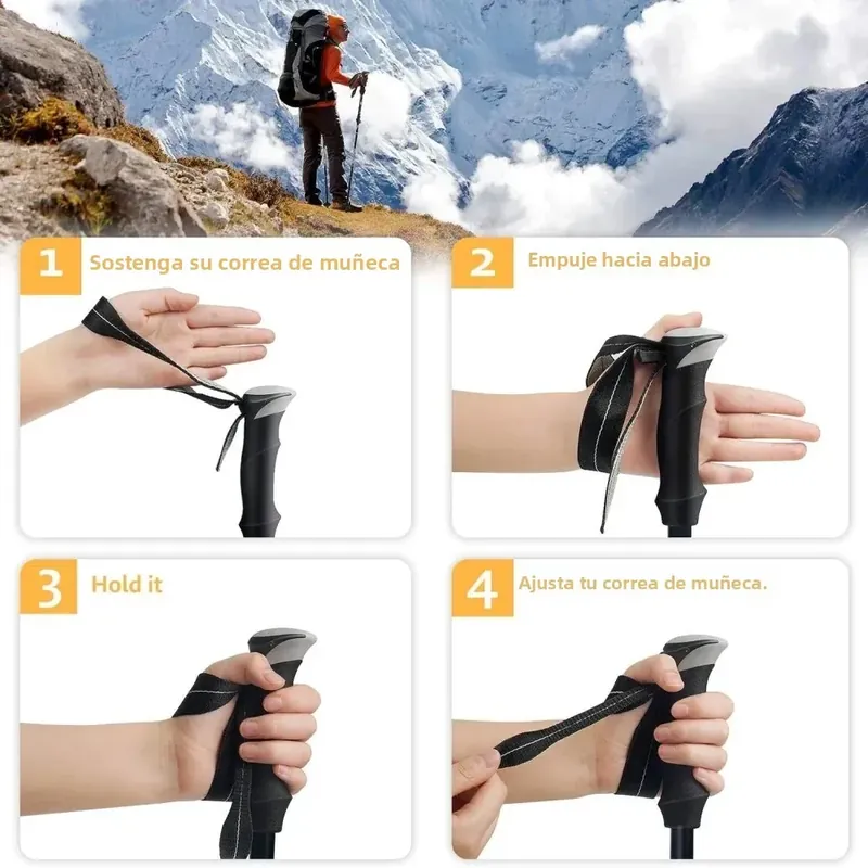 Por de bastones de trekking de aluminio plegables y ajustables – Revisa los dos bastones
