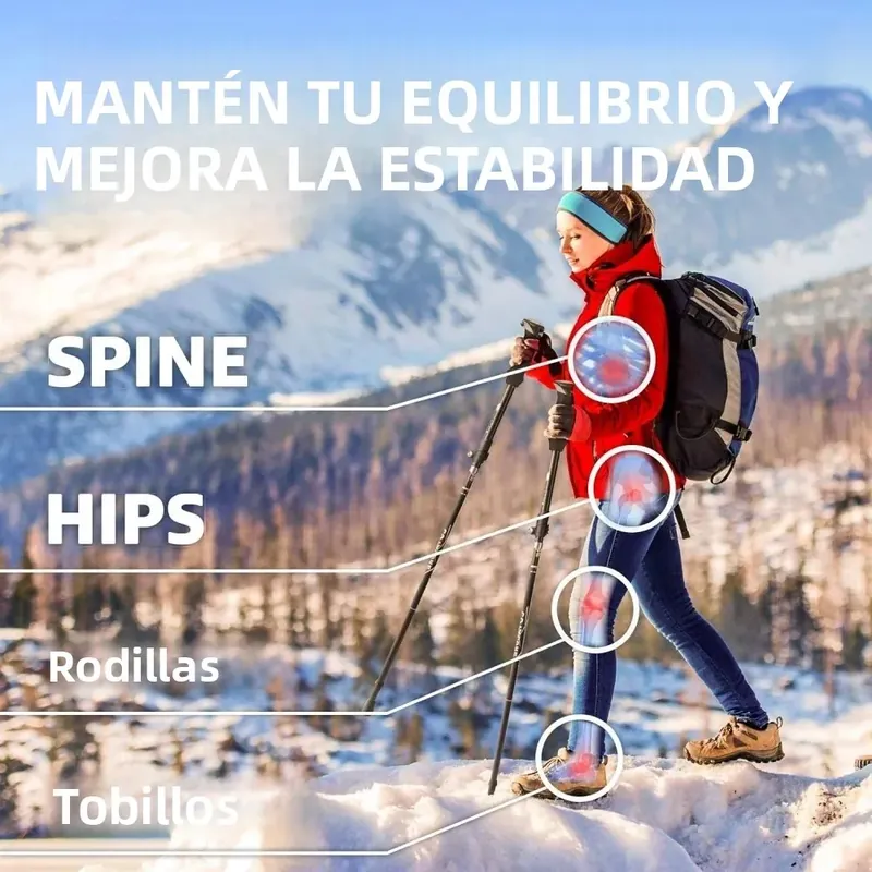 Por de bastones de trekking de aluminio plegables y ajustables – Regula la longitud