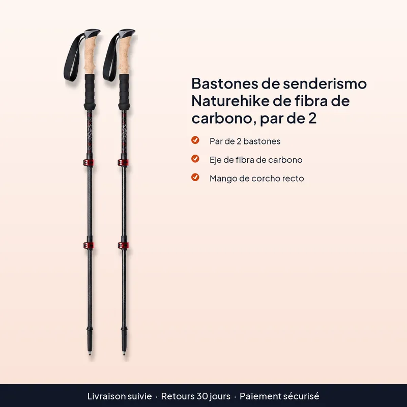 Bastones de senderismo de fibra de carbono para tus rutas – Tres tramos para ajustar