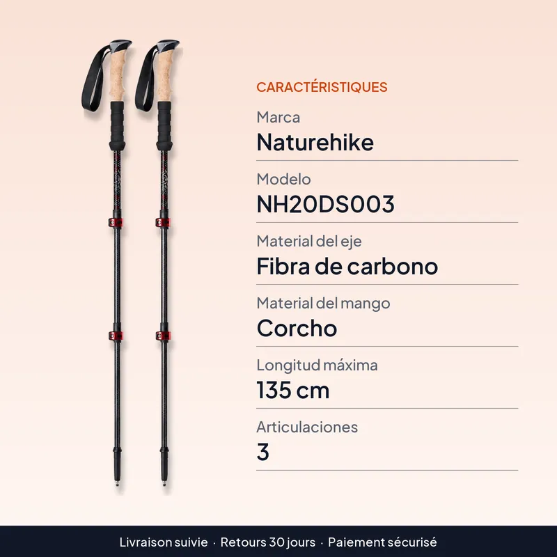 Bastones de senderismo de fibra de carbono para tus rutas – Un par para senderismo