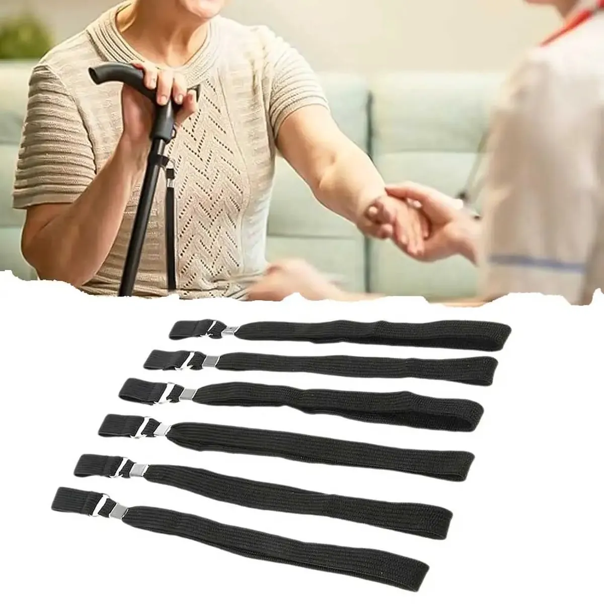 Correas para bastón de nailon negras, set de 6 piezas de 24 cm – vue 2