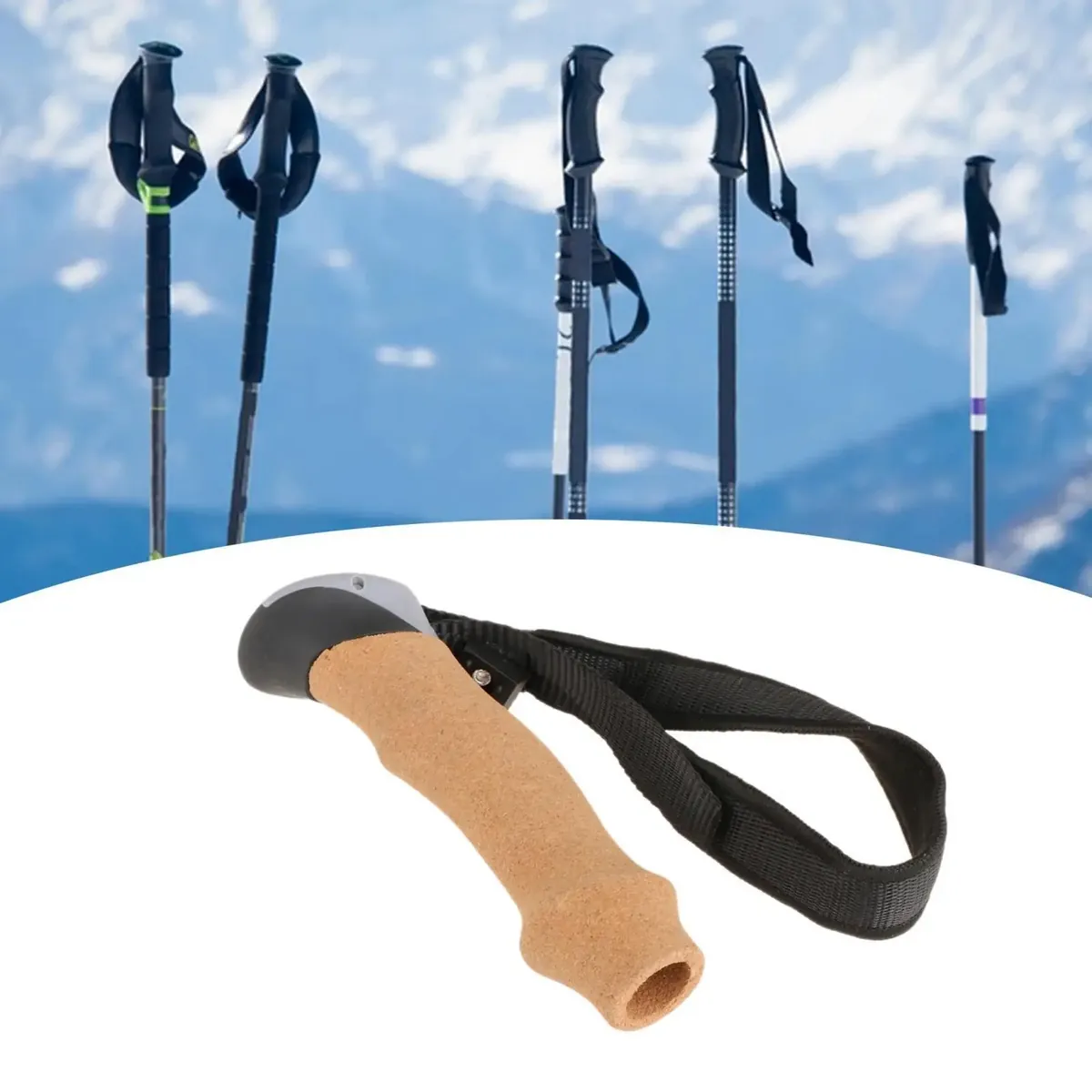 Empuñaduras para bastón de trekking de 18 mm con correa, 14,5 cm – vue 2