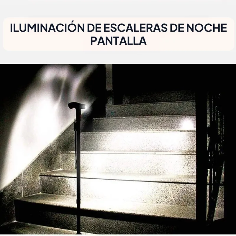 Luz LED para bastón ajustable de 72 a 94 cm con mango en T