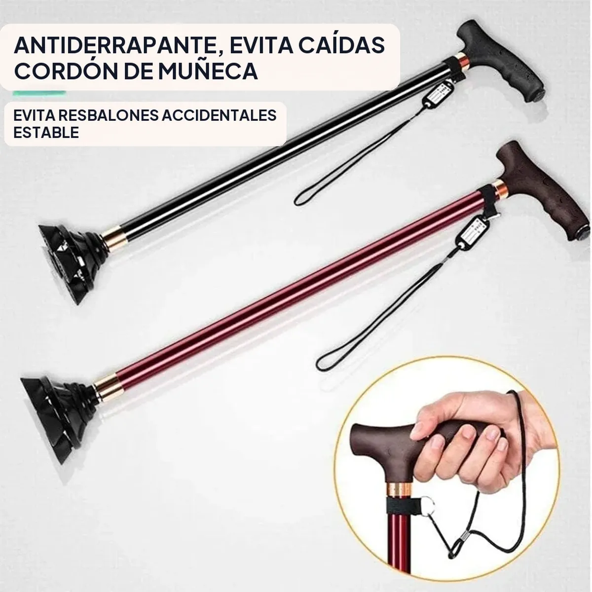 Luz LED para bastón ajustable de 72 a 94 cm con mango en T – vue 2
