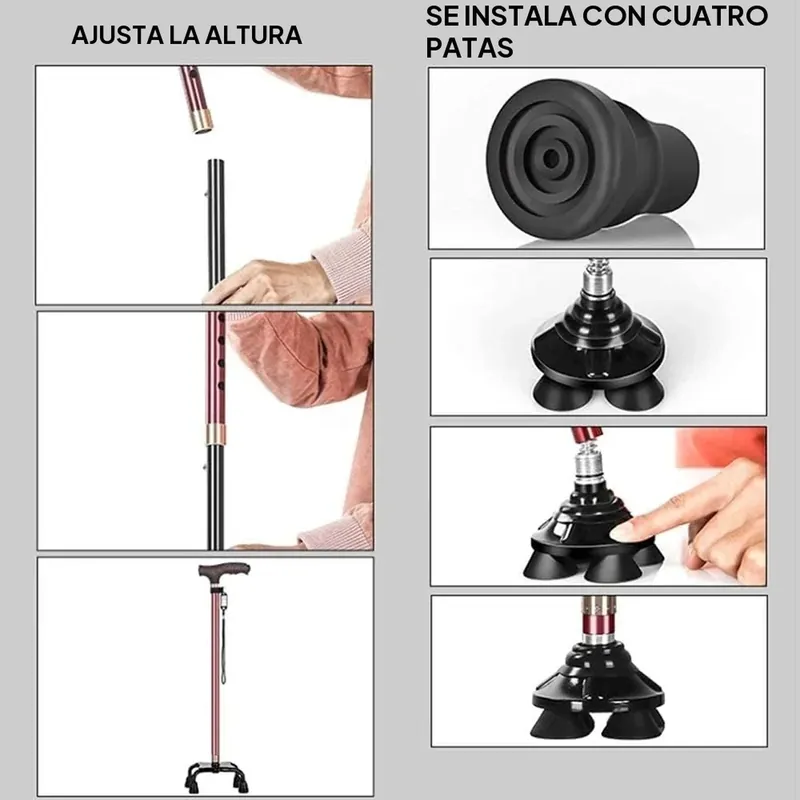 Luz LED para bastón ajustable de 72 a 94 cm con mango en T – Mango en T y amortiguación