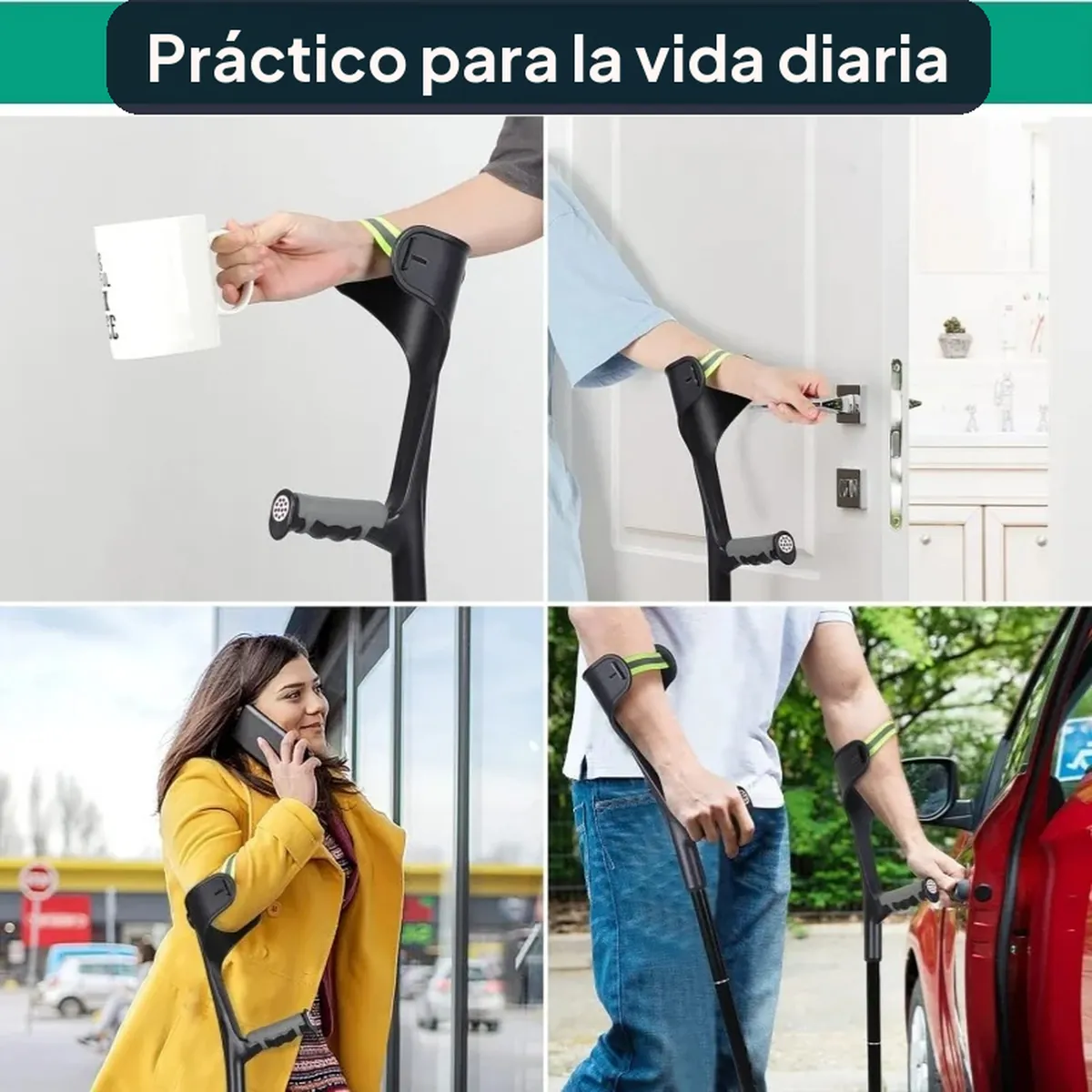 Muletas de antebrazo ajustables y ligeras de 92 a 117 cm – vue 2