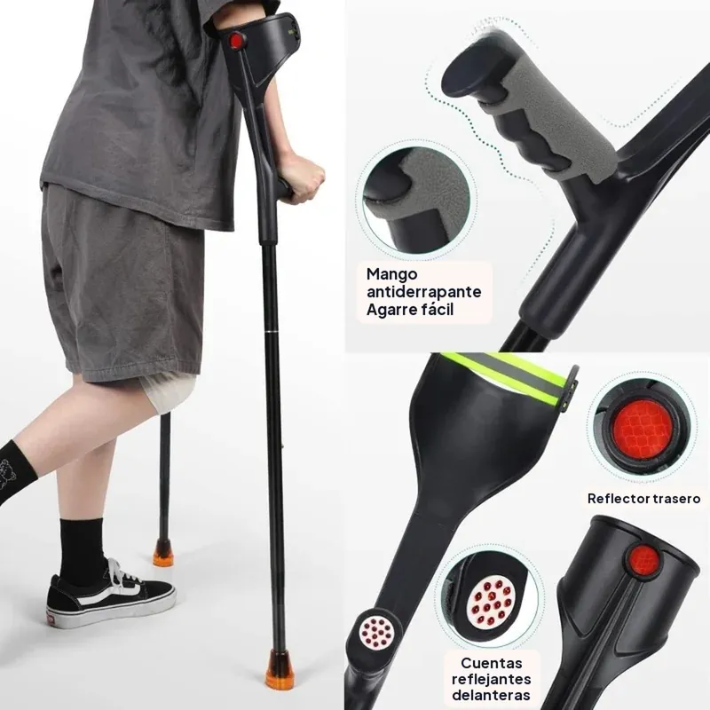 Muletas de antebrazo ajustables y ligeras de 92 a 117 cm – Altura ajustable en aluminio