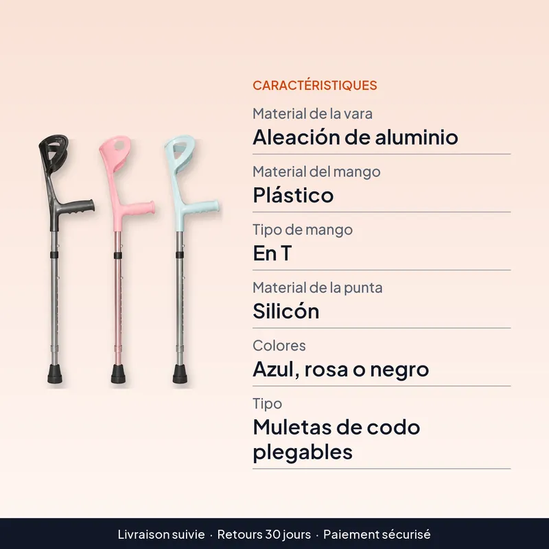 Muletas de codo plegables y telescópicas de aluminio – Selecciona la variante adecuada