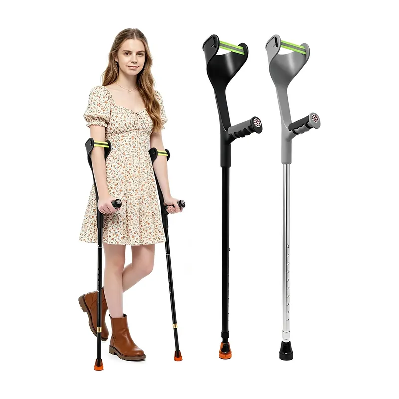 Muletas plegables y ajustables para adultos con brazalete – Plegado y ajuste