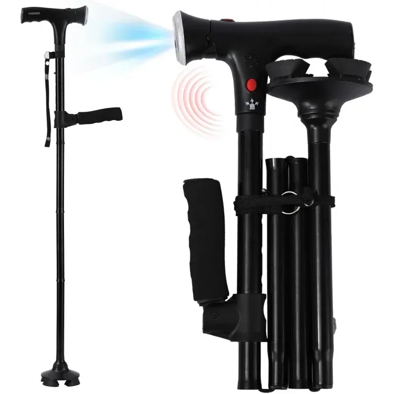 Muletas plegables bastón para caminar con luz LED ajustable – vue 1