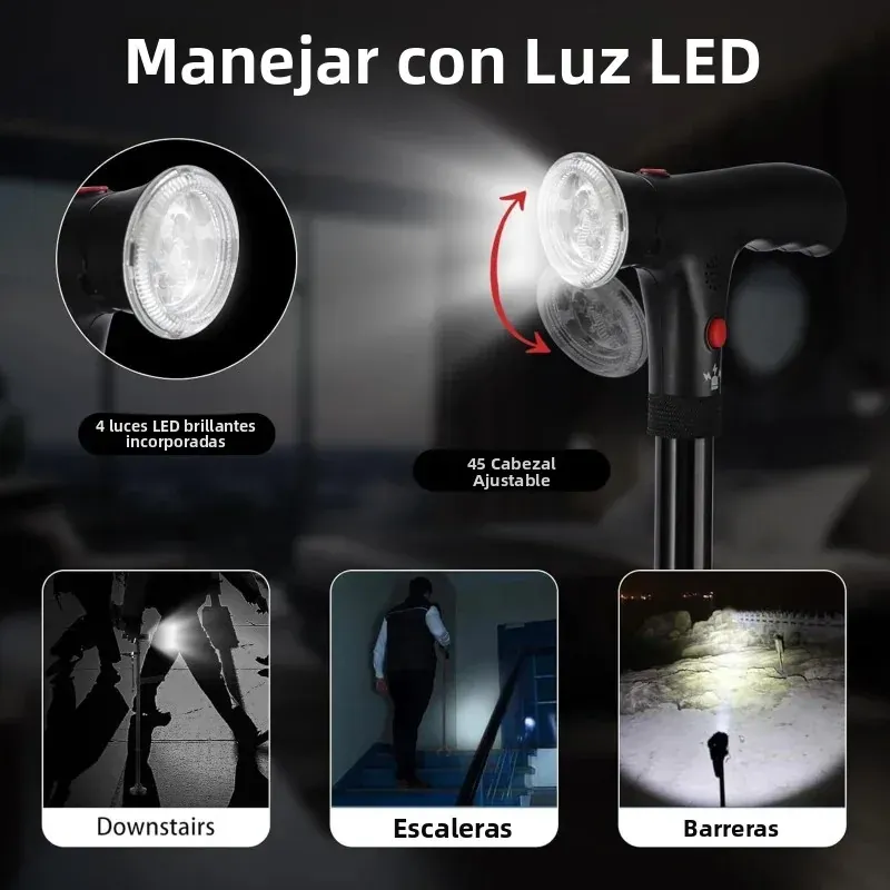 Muletas plegables bastón para caminar con luz LED ajustable – vue 5
