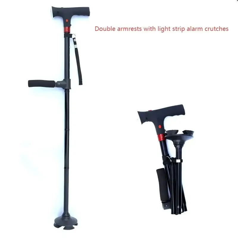 Muletas plegables bastón para caminar con luz LED ajustable – double accoudoir