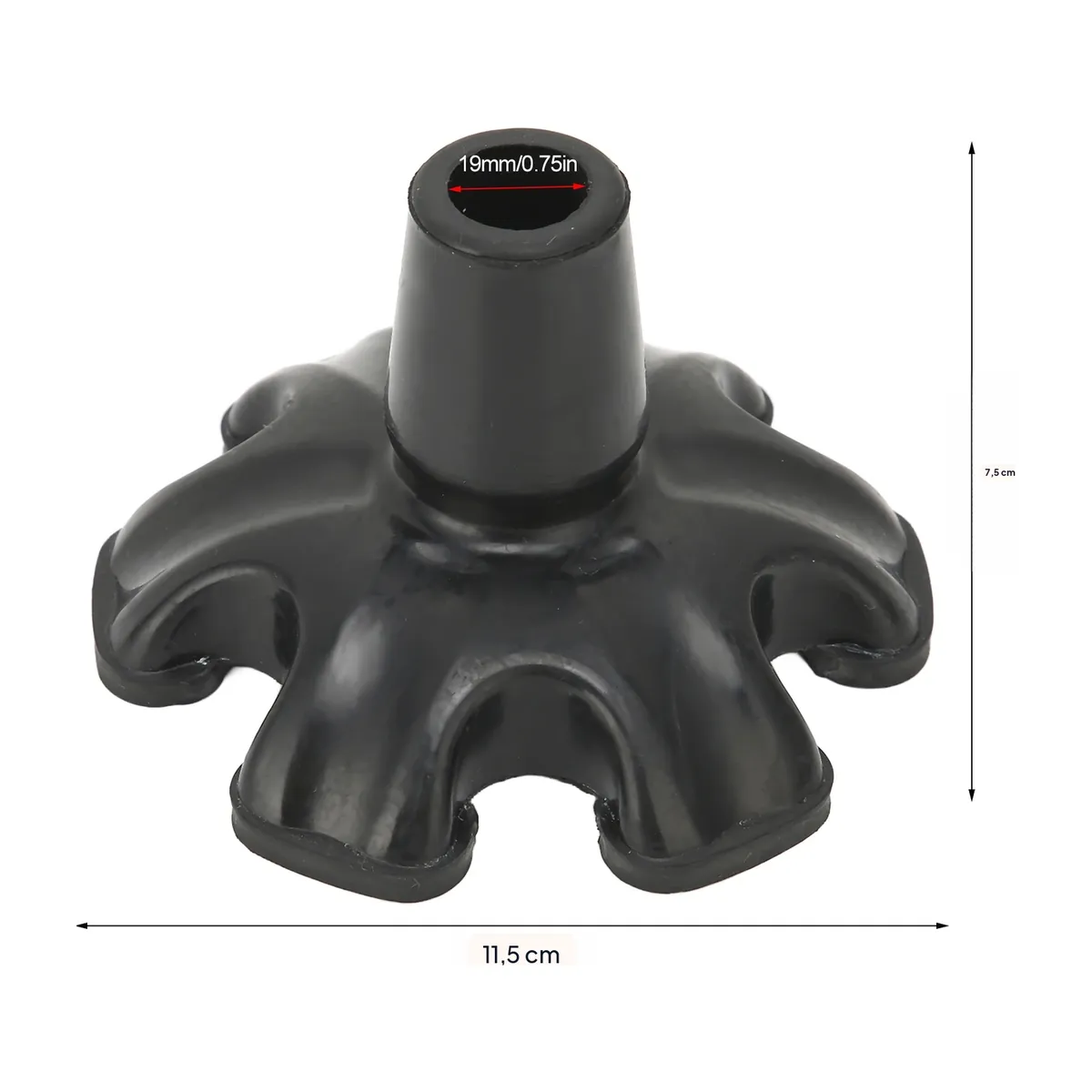 Puntas de bastón de goma antideslizantes con 6 pilares, 19 mm – vue 4