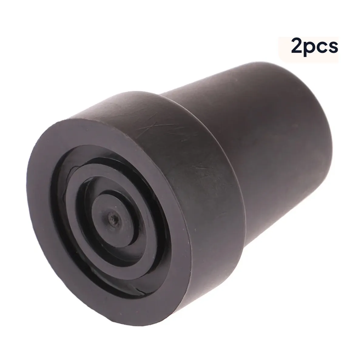 Regatón de goma antideslizante para bastón y muleta, 19 mm – negro, 2 piezas